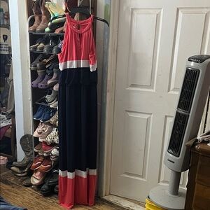 🧚Stylish Pink and Navy Maxi Dress